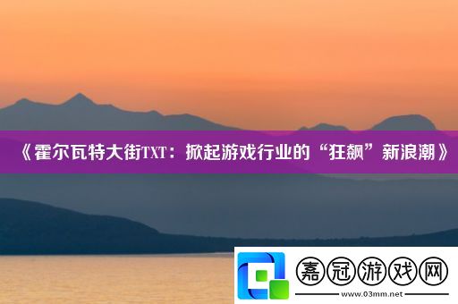 霍爾瓦特大街TXT：掀起游戲行業(yè)的“狂飆”新浪潮