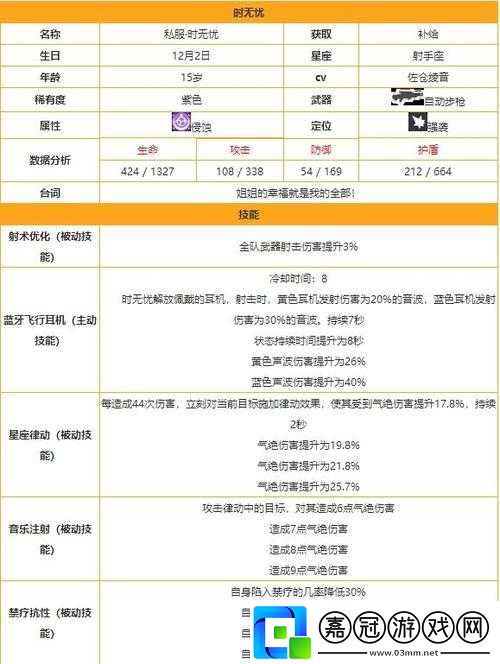 雙生視界綺想誓約時(shí)無(wú)憂技能介紹