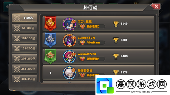葉草劇場巔峰競技場強者排行節奏榜覽