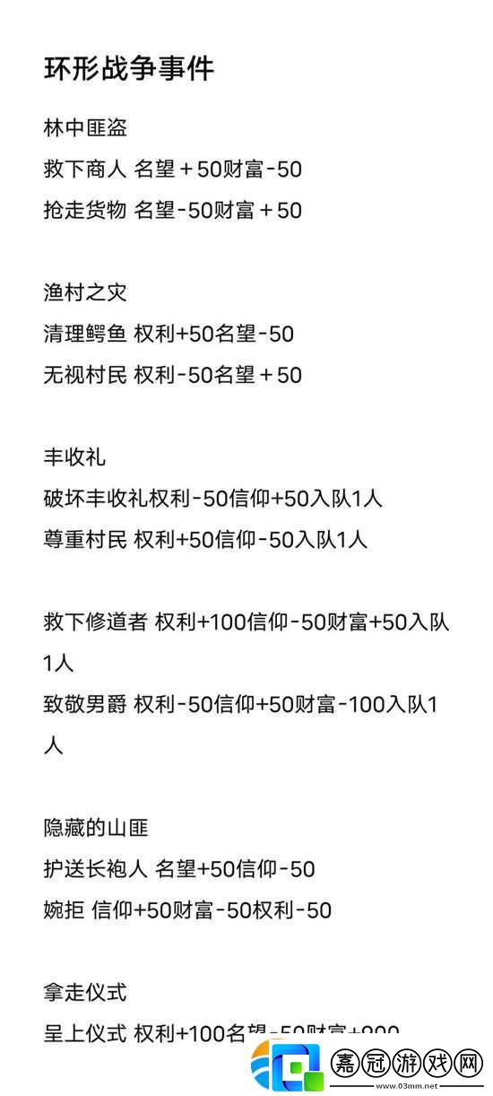 環(huán)形戰(zhàn)爭事件選擇攻略-特性提升數(shù)值一覽